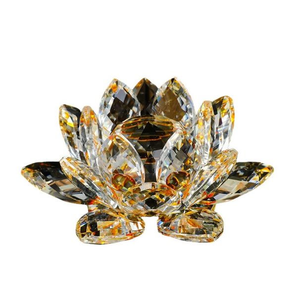 Çap 6cm el yapımı kristal lotus mum tutucular masa dekorasyonları için mum ilahisi tealight sahipleri lotus çiçek figürinler süs parti parti yemek dekor