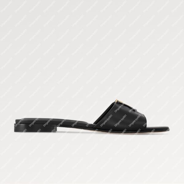 Взрыв новая женская обувь Slipper 1Actmd Capri Flat Mules Black Slippers Fashion Shoes gate Кожаные инициалы аксессуары мул расслабленная элегантная широкая прочная подошва