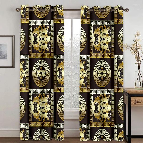 Vorhang Custom Luxus Black Gold Geometrische Abstrat Fenster Vorhänge Jalousien für Kinder Schlafzimmer Wohnzimmer Küchentür Home Decor2Pcs