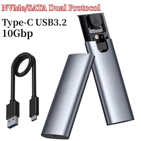 Custodia M2 SSD M2 SSD NVME/SATA Adattatore per disco rigido a doppio protocollo TAPEC USB3.1 GEN2 10GBP SSD Scatola esterna M/B/(B+M) M.2 SSD