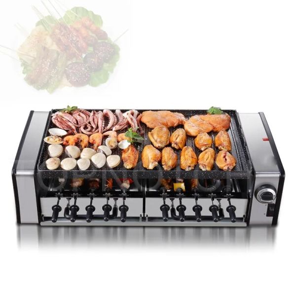 Grillcues Automatisch rauchlose elektrische Grillabende Rotary Grill Herd Rotisserie Teppanyaki Barbecue Non -Stick -Bratpfanne