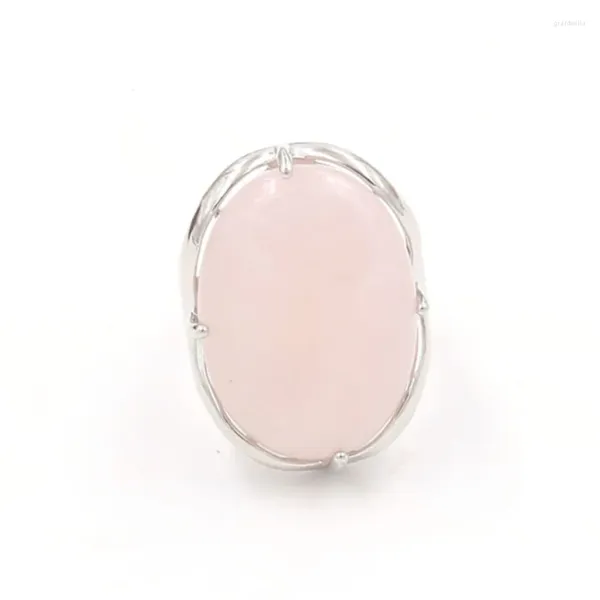 Con pietre laterali YJXP a forma ovale argento a forma di dito regolabile dita naturale rosa rosa ghioficio gioiello ad anello nuziale