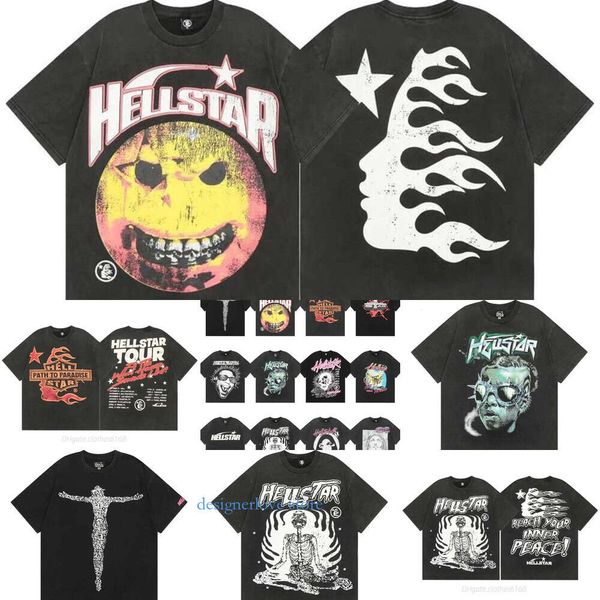 Schwarzes Hellstar -Shirt Männer Tshit Frauen Designer -Shirts Neue T -Shirts American Trendy Brand Hell Star Red Face Tee Hells Bones Schädel Sommer Baumwolle