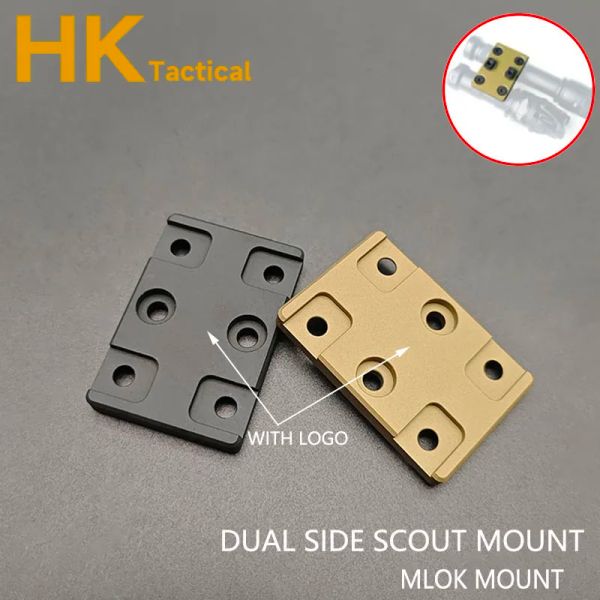 Scopes Dual Side Scout Light Mount MLOK Slot Base Fit M300 M600 Taschenlampe Zwei Scout -Leuchten nebeneinander CNC -Adapterjagdzubehör