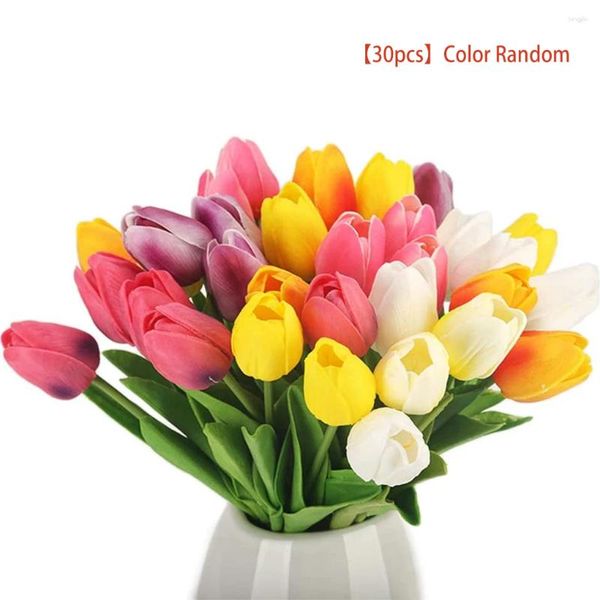 Flores decorativas 30pcs Flores tulipas decoração de buquê ornamentos de acessórios falsos