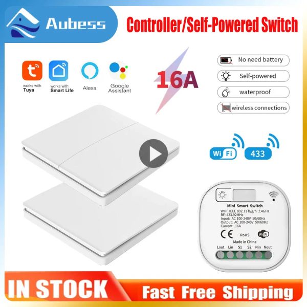 Steuerelement 1/2gang Smart Wireless Switch RF 433MHz 16A Home Wall Panel Tasten Fernbedienungslichtmodulemodul Receiver mit Google Home Alexa