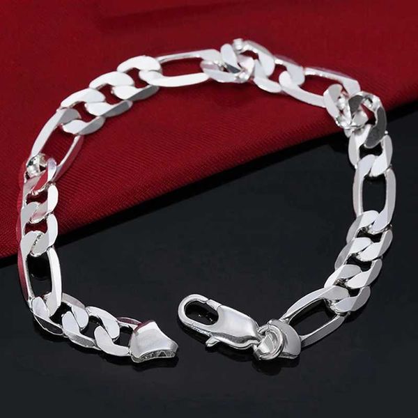 Denni di Natale in argento in argento catena fascino di moda bel uomo donna da 8mm figaro a catena collana braccialetti set di gioielli y240420