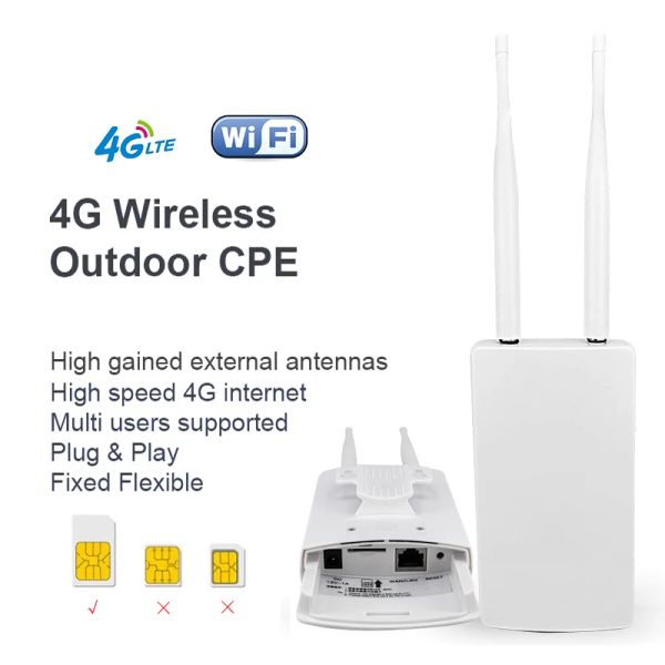 Router im Freien wasserdichte SMA -Schnittstelle Antenne Wireless Router Computernetzwerk SIM KARTER ROUTER MODEM 4G WiFI Hotspot für IP -Kamera