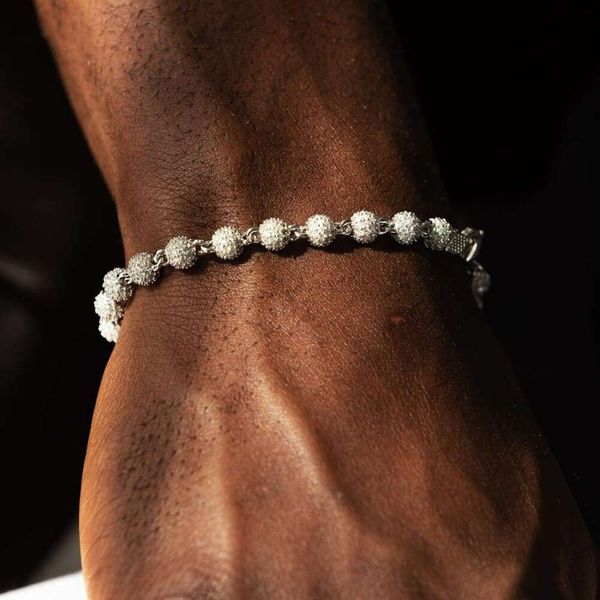 Custom Eced 4mm 925 Silbermenschen Frauen mit Moissanit -Diamantkugel Perlenarmband