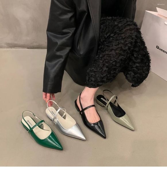 Sıradan ayakkabılar sivri uçlu elbise sandaletleri kadınlar yaz 2024 zarif bayanlar moda daireler elastik grup kadın şık tasarım bahar partisi