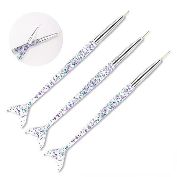 3pcs Hand Crystal Handle Drawing Rile per rivestimento Pennello Penna Gel Solpicust Crystal Art Manicure Strumenti di manicure