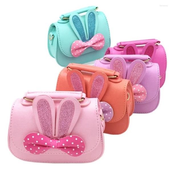 Draw String Mode PU Leder Crossbody Slingsbeutel Kinder einfache süße Tupfen -Bow -Umhängetasche Mädchen Cartoon Kindertag Geschenke