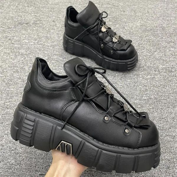 Casual Shoes Punk Mody Women Sneakers 6cm Plattform Frau Creepers Female Flats Metalldekoration Dickes Boden Tennis