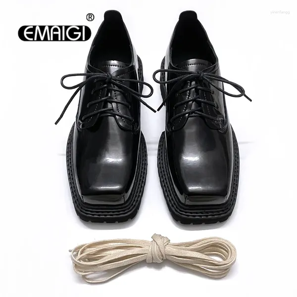 Lässige Schuhe Männer echter Kuhläden mit echtem Leder Streetwear Fashion Derby Cityboy Männlich Vintage Shoelace High Sohle Elevator