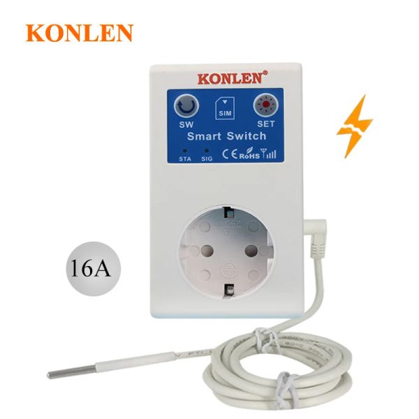 Stecker 16A GSM Temperatur Controller Sockel Ausschalten Alarm Home Smart Relay Switch Intelligenter SMS Outlet Fernbedienungstoröffner