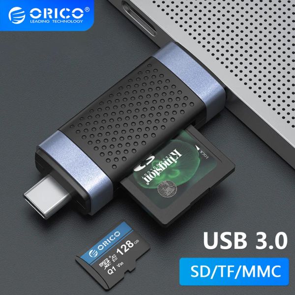 Shaves ORICO 2 em 1 USB3.0 Tipo C Leitor de cartão de memória CARTRO DE MEMÓRIA LEITOR DE MEMÓRIA Adaptador de leitor de cartões inteligentes para TF SD Micro SD SDXC SDHC MMC