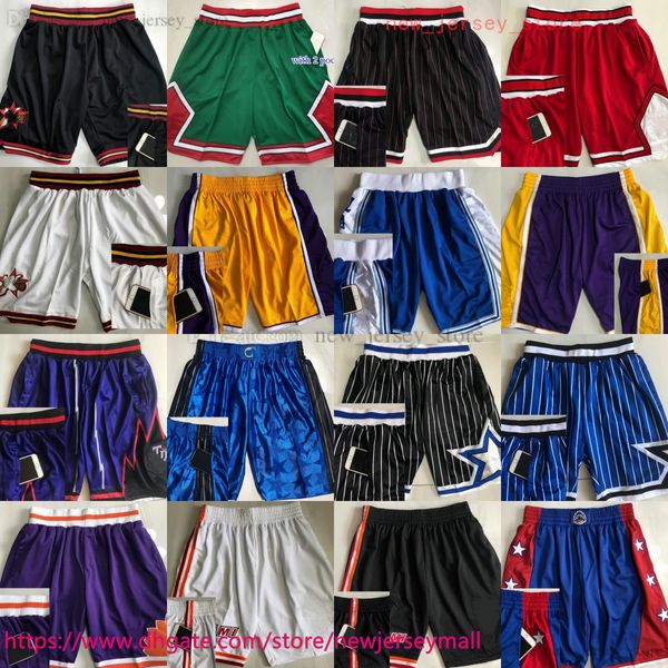 Authentische doppelte bestickte klassische Retro -Basketball -Shorts mit Taschen Vintage Real Retro Taschen Atmungsaktives Fitnessstudio -Training Strandhosen Joggingpants Kurzer Mann