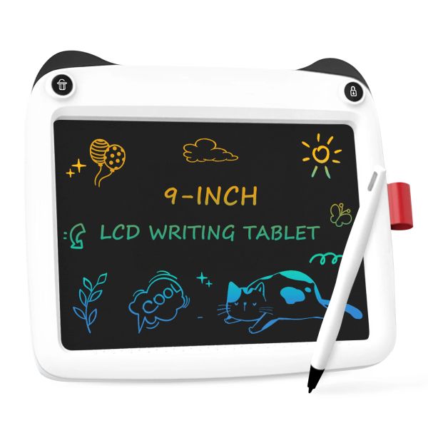 Tabletten Panda LCD schreiben Tablette 9 -Zoll -Kleinkindkritzerbrett, farbenfrohe löschbare Zeichenkissen für Kinder