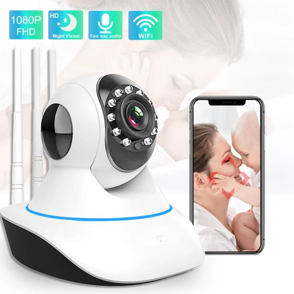 Monitörler 1080p Bebek Monitörü Wifi Gece Görüşü Ağlama Alarm Video Bebek Kamera İki Yol Sesli Bebek Telefon Uyku Dadı Otomatik İzleme Kamerası