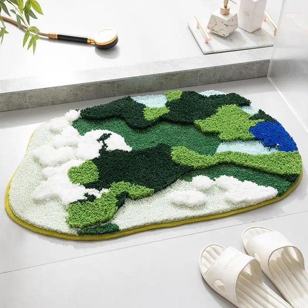 Tappeti da 1 pc a forma di muschio piccolo tappeto in stile pastorale per casa bagno anti -slitta
