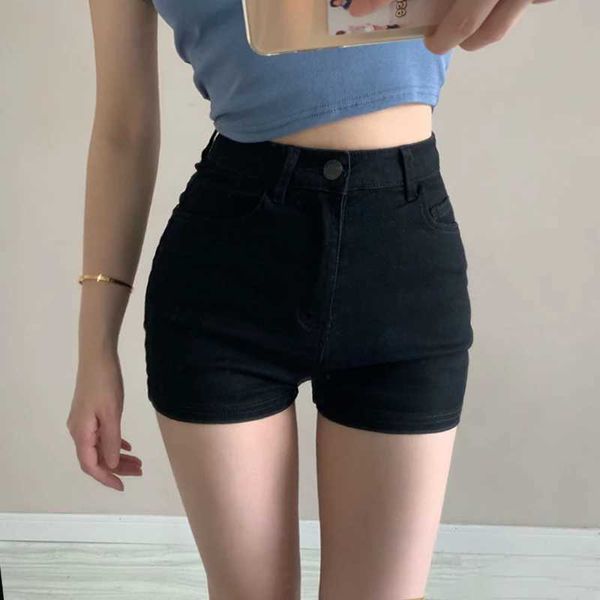 Frauenshorts Frauen Denim Shorts Sommer Harajuku High Taille Elastic Jean Shorts Sexy Skinny Casual Fashion Koreanischer Stil Weitbein Hosen Y240420