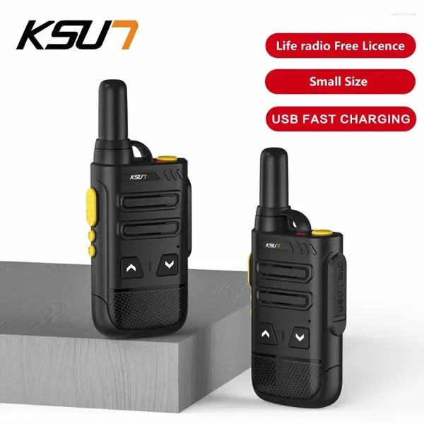 Walkie Talkie KSUT Перезаряжаемая передатчика для небольшого размера UHF Беспроводной набор 16 -канал Mini Talkies Two Way Radio 2024Sl