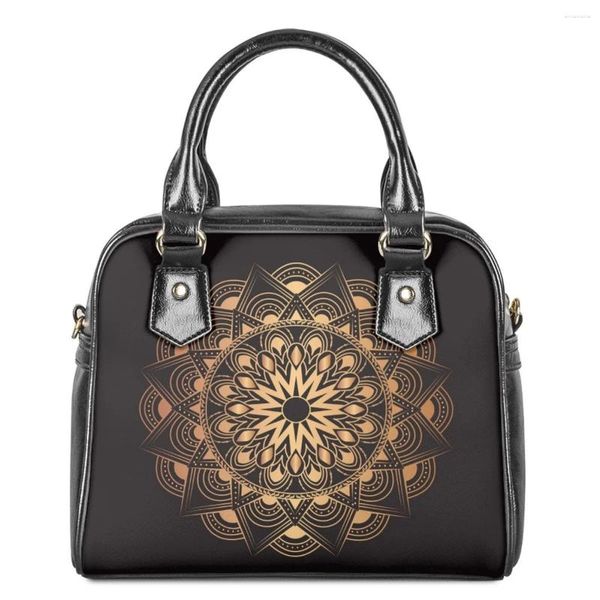 Bolsas de noite para as rodas redonda Bolsa de impressão de arte Padrão de arte casual ombro para mulheres Saco de couro da moda Durável a Mains femme 2024