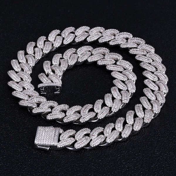 KRKC 16mm da 22 pollici di ghiaccio placcato in platino CZ Miami Hip Hop Gioielli Cuban Link Catena