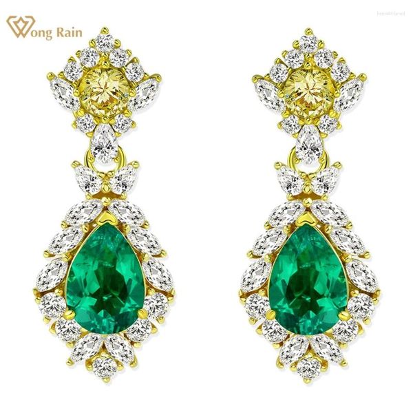 Orecchini a pennello Wong Rain Elegante Vintage 925 Sterling Sterling Sterling 2,5 CT Copone di gemma Emerald Gioielli con goccia per le donne Anniversario Regali