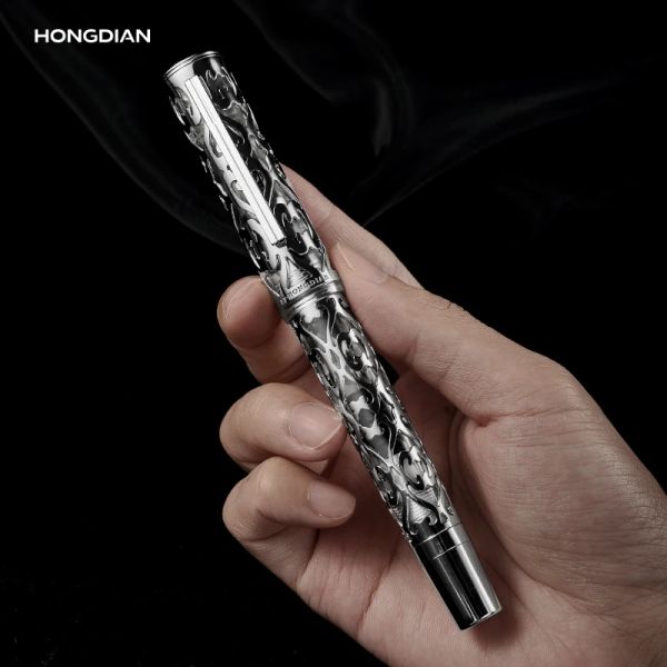 PENS NUOVA LUXI HONGDIAN D1 Metal Hollow Out Pistone Penna Penna Penna a inchiostro EF/F NIB SCUNA OFFICI