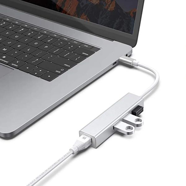 Hubs OULLX USB C HUB GIGABIT Ethernet RJ45 LAN ADAPTER USB Tip C - USB 3.0 Hub 1000Mbps MacBook Defter için 100Mbps Ağ Kartı