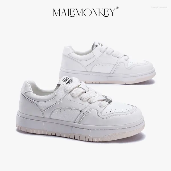 Повседневная обувь Malemonkey Platform Sneakers Женщины Синтетическая кожа 2024 Осенний студент белый круглый ноги