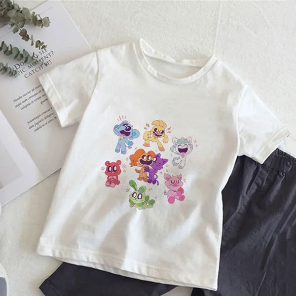 Lächelnde Tiere Kinder T -Shirts Spiel T -Shirt Kid Cartoons Kawaii Casual Clothes Anime Boy Girl Tops Kurzarm 240409