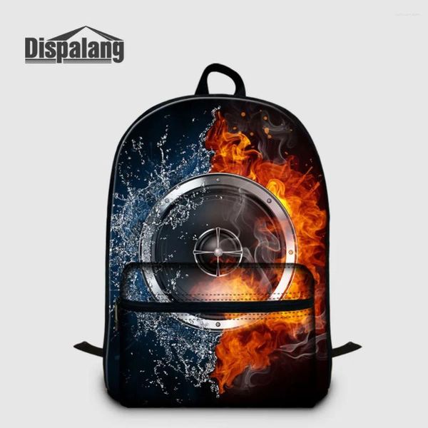 Mochila Dispalang Música Laptop de grande capacidade Kids Mochilas Flame Print Girls meninos bolsa escolar Belém da almofada de ar -maconha