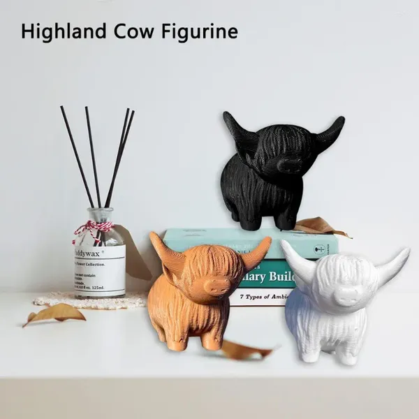 Figurine decorative Highland Figurina di mucca Decor divertente Regali di ornamento carini per il desktop per la casa dell'ufficio