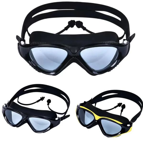 Крупные рамки Профессиональные взрослые плавательные очки для ушных затычений Водонепроницаемые антифог HD -плавательные очки для мужчин Женские очки 240416