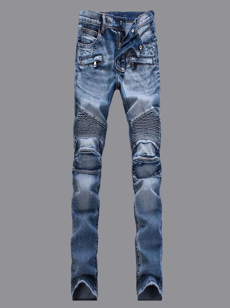 Jeans para homens Jeans Plus Size Design Jeans Moto Biker Faça a velhinha do zíper do zíper Fly Hole Biker Rock Rock Tatchworks Sortlants Carg7382223