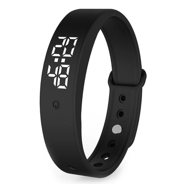 Armbänder V9 LED Digitales Smart -Armband mit Körpertemperaturmonitor Smart Band Vibration Alarm Reminder wasserdichte Smart Clock Smartband