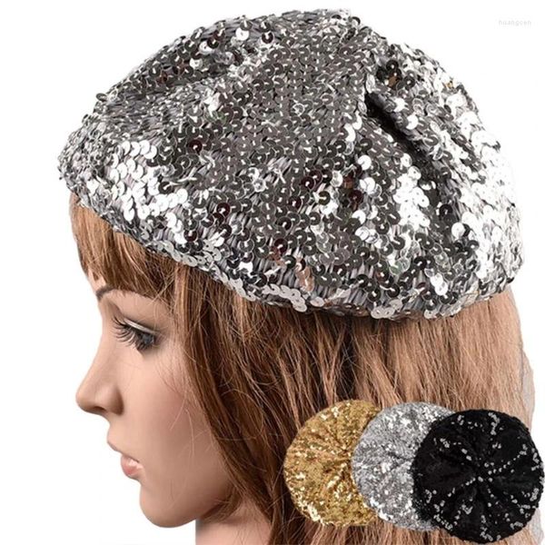 Berets Women Girls Glittering Sequits Hat Music Festivals Party Cap для актерской актрисы сцены шоу танцующие аксессуары