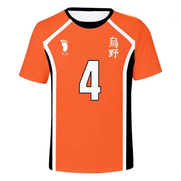Haikyuu de verão Tops de manga curta Men 3D T-shirt equipe de vôlei de uniforme de treinamento Roupas de tshirt feminino Camiseta de impressão casual 240420