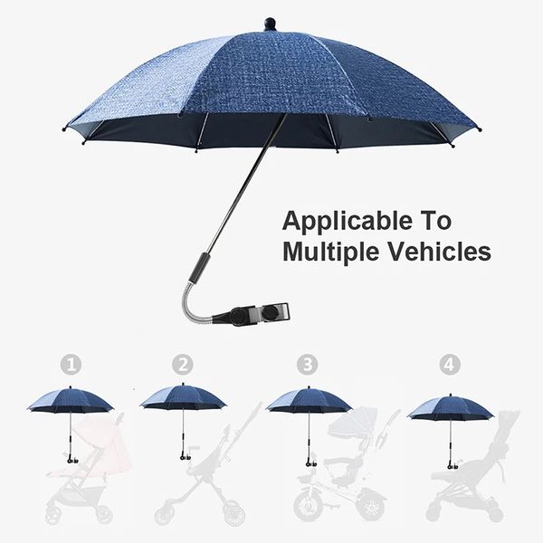 Bebek arabası katlanır şemsiye uv güneş yağmur koruma parasol 360 derece ayarlanabilir evrensel bebek arabası güneşlik gölgelik kapak 240417