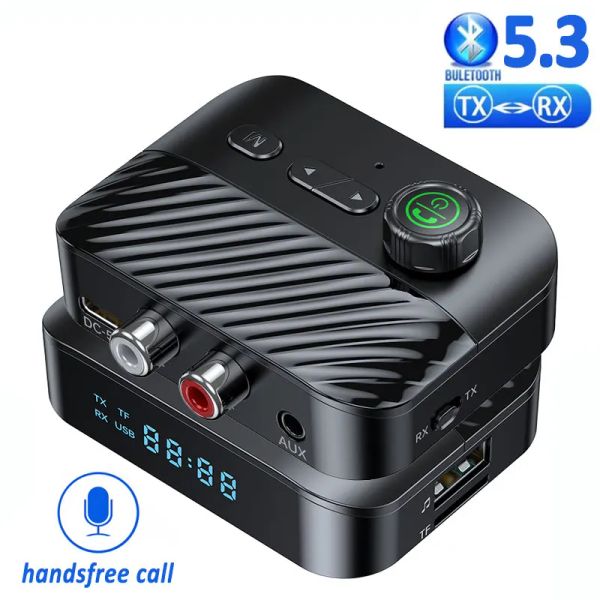 Adaptador Transmissor Bluetooth Transmissor BT5.3 Estéreo Led Disk U 3,5 mm Jack AUX RCA sem fio HandsFree Call Adaptador de áudio de música para carro de TV