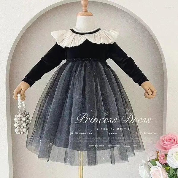 Abiti da ragazza 1-6 anni Didler Girls Dress Autunno primavera Maglie di moda Black Velvet Princess Kids Clothes