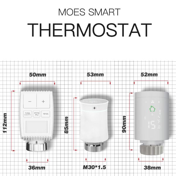 Kontrolle Moes Tuya Zigbee3.0 TRV Smart Kühler Aktuator Programmierbares Thermostat Vae Temperatur Controller 2mqtt Alexa Google Voive
