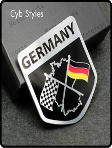 Metall Aluminiumauto Emblem Abzeichen Aufkleber Aufkleber Rennsportmotorsport Deutsche Flagge für VW Benz BMW kostenlos Versand2411051