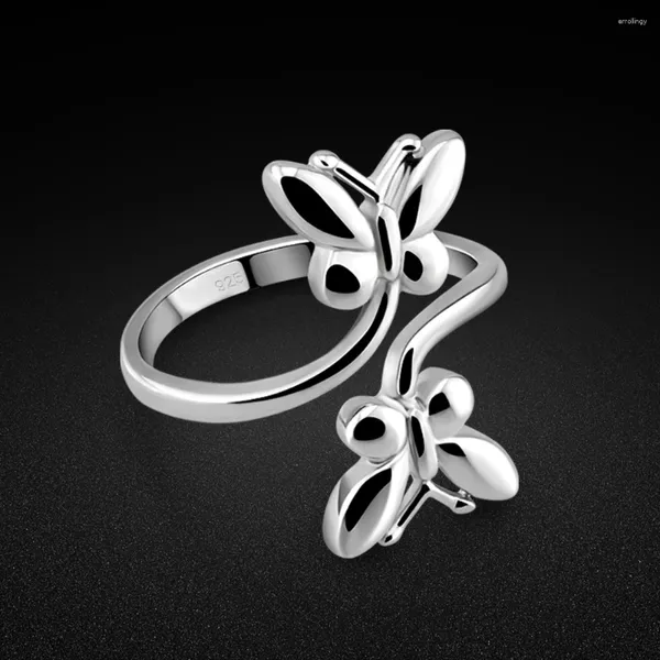 Rings Cluster Light Luxury Temperament 925 Sterling Silver Princess Butterfly In Love Fashion Vintage Ring for Women Wedding