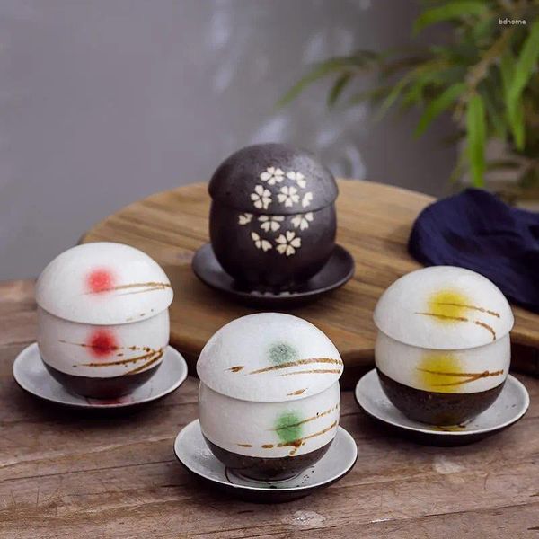 Schalen Japanischer Keramik -Eintopfbecher mit Deckung gedämpfter Ei -Gesundheitsvogel -Nest -Suppe El Restaurant