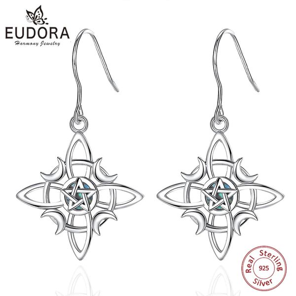 Eudora 925 Sterling Silber Hexenknoten Ohrringe für Frauen natürliche Abalone Shell Irish Celtic Knot Drop Ohren Hexenschmuck 240408