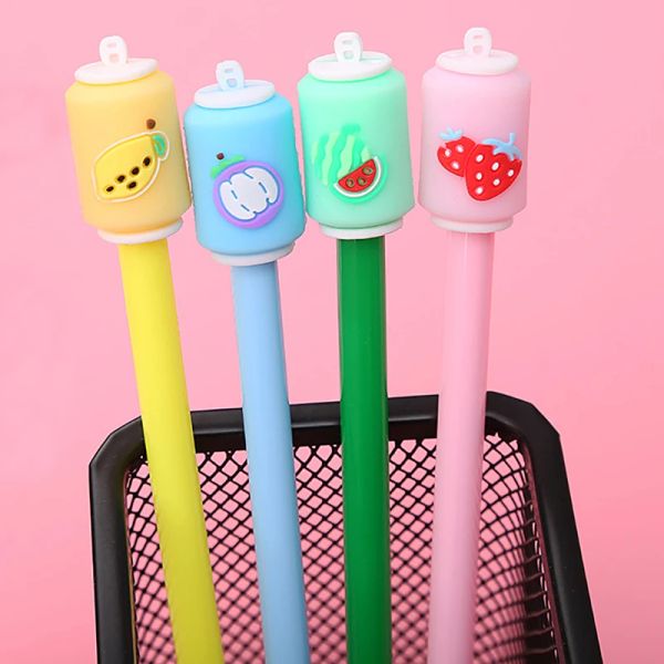 Penne 24pcs/set coreano carino penne romanzo kawaii bevanda alimentare canup tap gel per carterie divertenti di ritorno al materiale per oggetti scolastici 2022 merci da scrivania