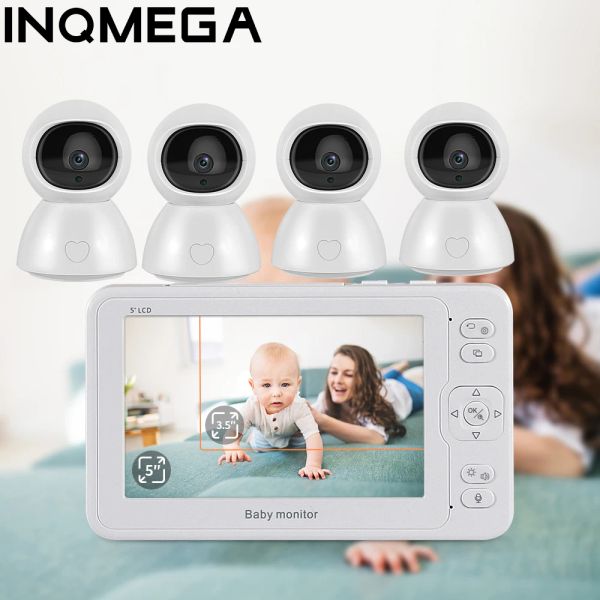 Monitor Inqmega Baby Monitor Night Vision 1 Screen 4/5 Surveillance Camera da 5 pollici Video 1080p Telecamera di sicurezza Babysitter BabyFoon BabyFoon